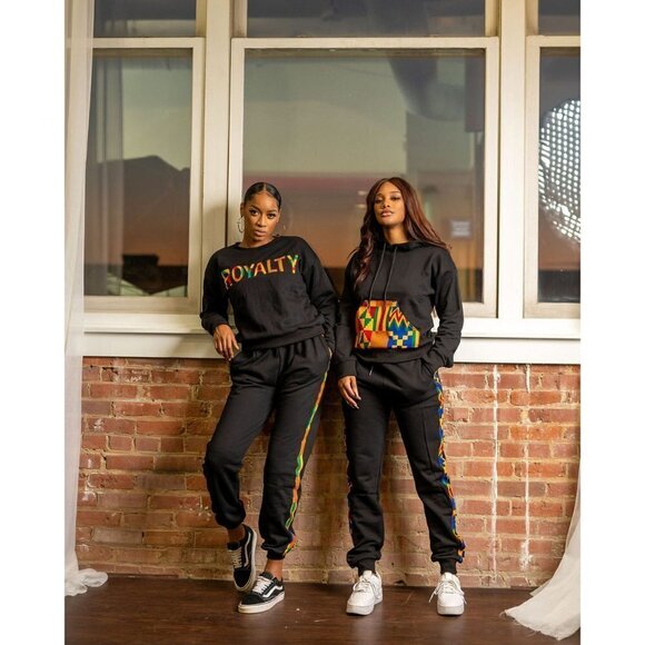 TribalByN Royalty Jogger Pants Women’s Size Large Black Colorful African Design - Picture 11 of 11